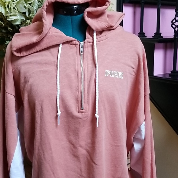 New PINK VS Hooded Crop Pullover - SZ L - Picture 2 of 8